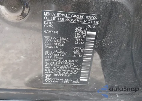 2016 Nissan Rogue S из США, поврежденный, VIN KNMAT2MT5GP732427